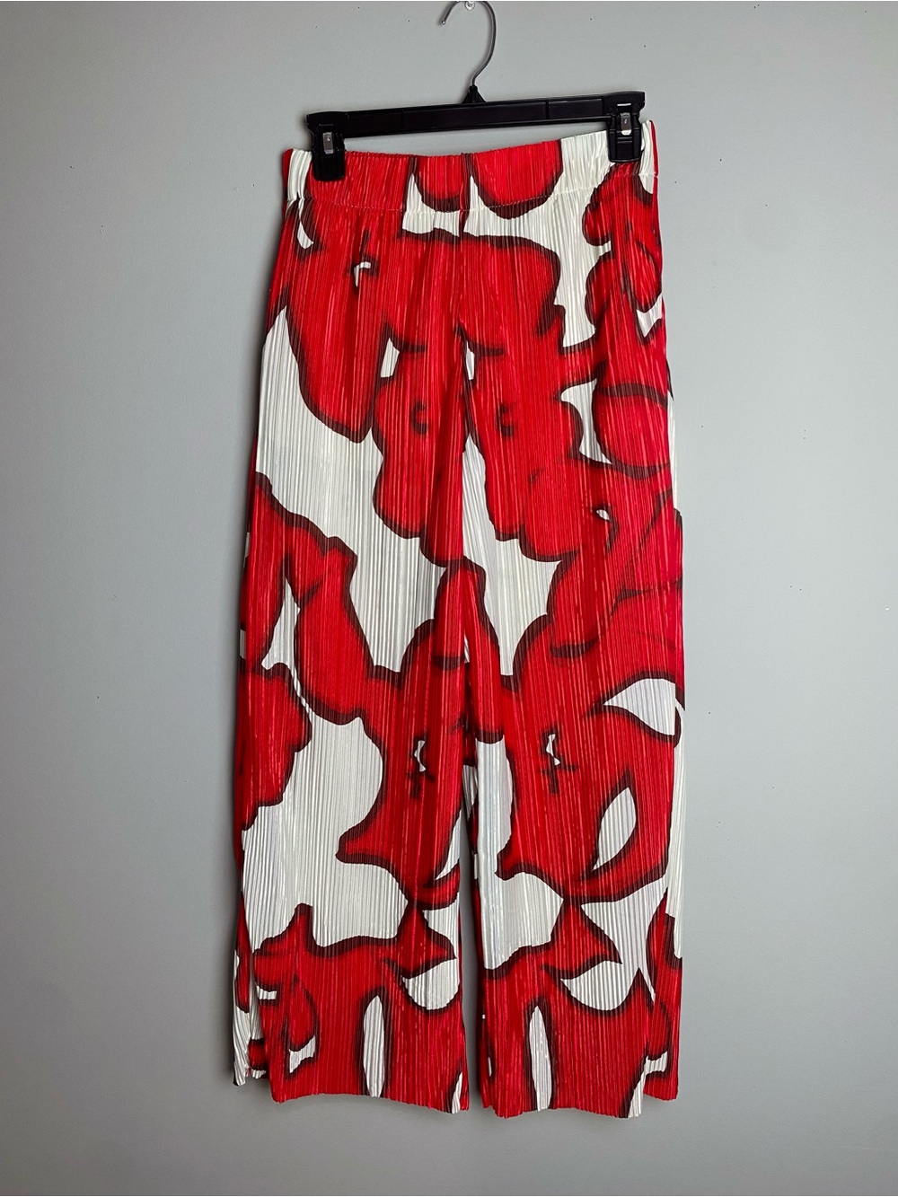 Nine West Red & White Wide-Leg Pleated Palazzo Pants